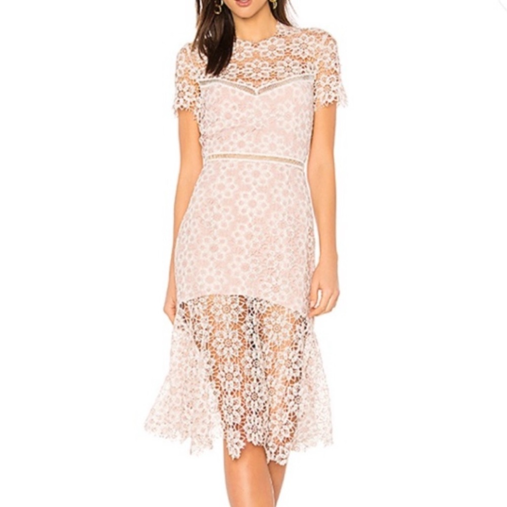 Saylor Ivory Backless Lace Dress ~ Sz S - Picture 5 of 12
